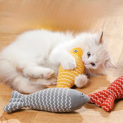 Pet Cat Toy Small Fish Shape Linen Fish Containing Catnip Toy