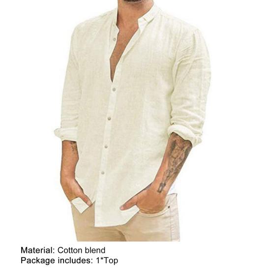 Langarm Umlegekragen Knöpfe Einfarbig Herren Freizeit Hemd Oberbekleidung für Urlaub