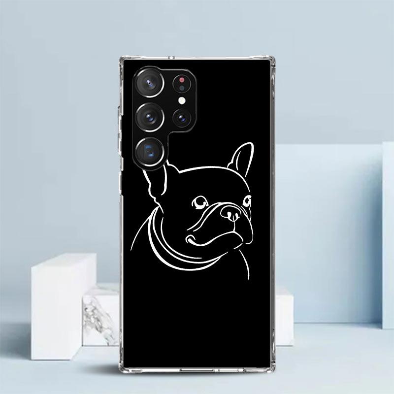 French Bulldog Black White Phone Case For Samsung Galaxy S24 S25 Edge S26 Ultra S22 S23 Plus S21 + S20 FE Soft TPU Back Cover Ga