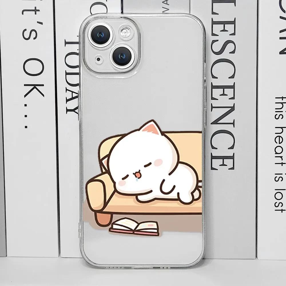 Funny Cartoon Heart Cat Paired Couple Phone Case for IPhone 11 12 13 16 15 Pro Max Mini X XS 7 8 14 Plus SE2 Clear Lovers Covers