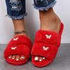 Fashion Stylish Thicken Plush Flat Slippers for Women House Bow Knot Decor Flat Slippers Woman Winter Non Slip Comfort Sandals Female