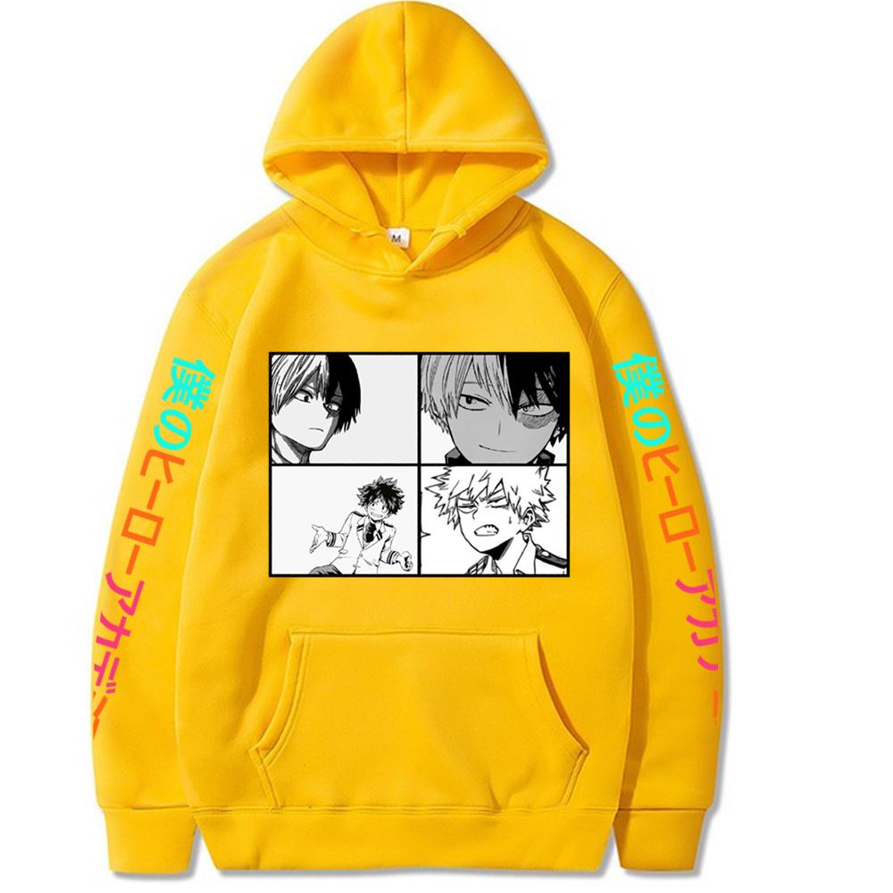 

Горячая аниме Моя геройская академия Бакугоу Катсуки Графический принт с капюшоном для мужчин и женщин Толстовки с капюшоном большого размера Harajuku Мужская уличная одежда 4XL жёлтый