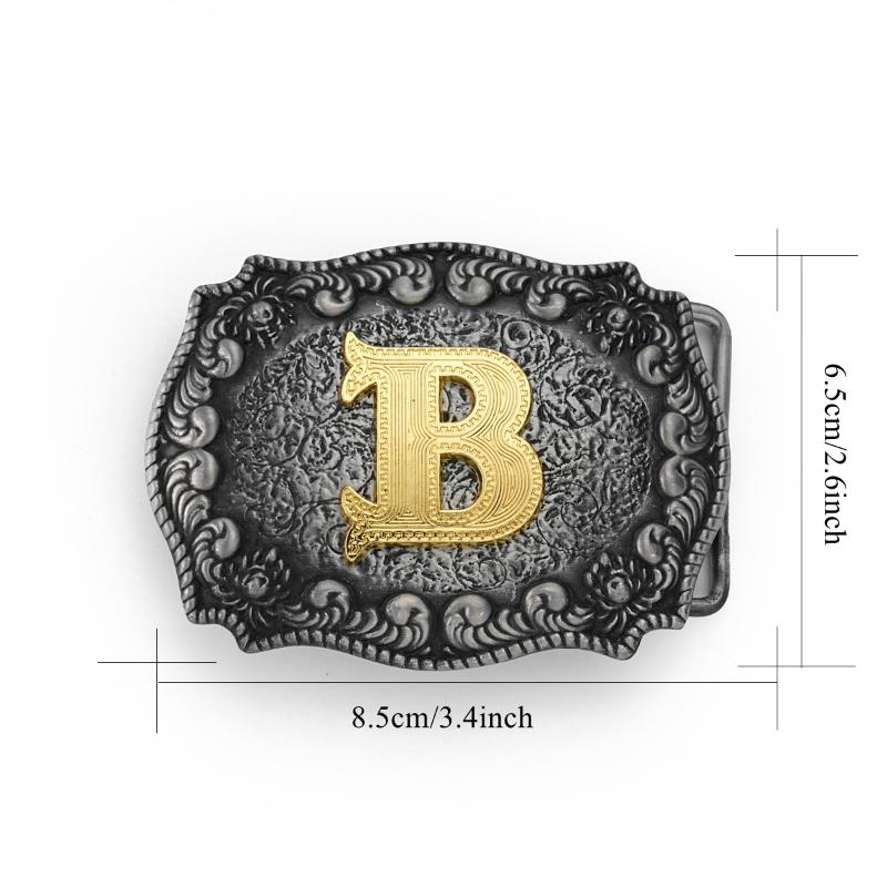 Western Belt Buckle Initial Vintage-Cowboy Rodeo Silver Large Belt Buckle For Men Women