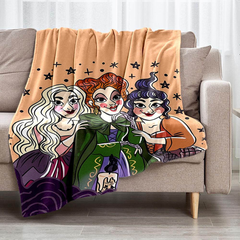 Hocus Pocus Theme Printed Blanket - Perfect for Couch, Bed, Travel & Outdoor Use | Machine Washable, Cozy & Durable.