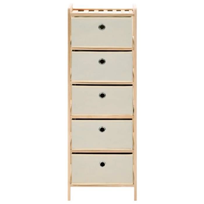 VidaXL Étagère de rangement 5 paniers tissu Bois de cèdre Beige