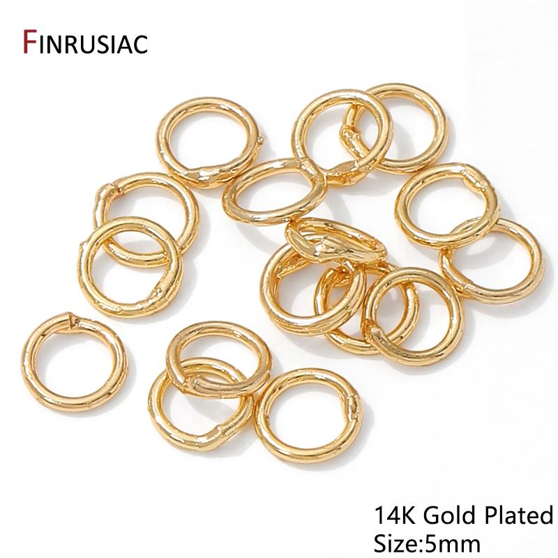 4-8mm 14/18K Gold Plated Brass Solid Closed Jump Ring,Closed Split Rings Connector For DIY Jewelry Making Accessories