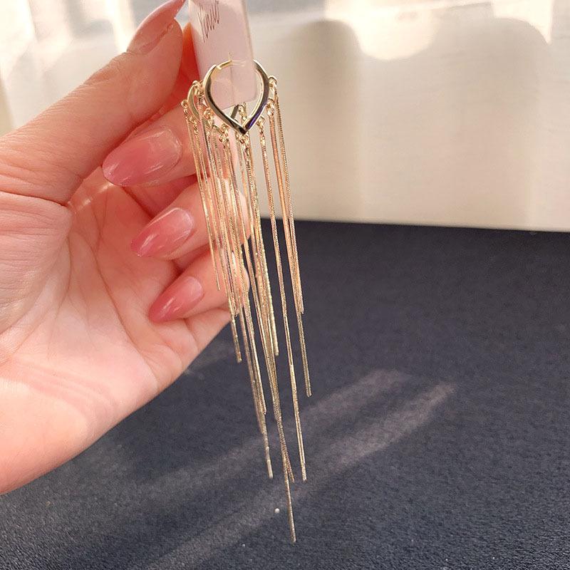 925 Silver Needle Korean Fashion Long Chain Tassel Earrings For Women Metal Earing Jewelry  Trending Women's Drop Earrings