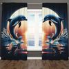 Set Of 2 Dolphin Jump Print Pole Bag Curtains Bedroom Kitchen Decoration Home Living Room Curtain For Great Made Polyester