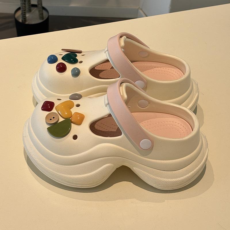 Height increase 7cm hole shoes women's summer new outer wear small waist thick sole non-slip bag head slippers