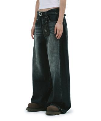 Depeugameoncheu Cat Blush Wide Pants [Black Denim]