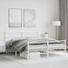 Vidaxl Metal Bed Frame with Headboard and Footboard, White, 150X200 Cm