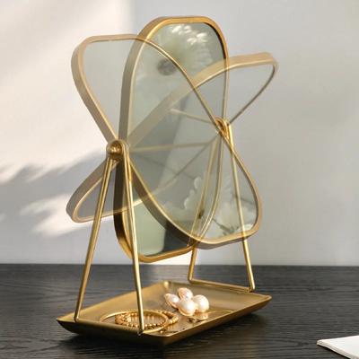 Small Bathroom Mirrors 360° Rotation Makeup Mirror High-definition Desktop Dressing Mirror Adjustable Dormitory Beauty Mirror