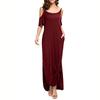 Vestito estivo da donna a maniche corte con spalle scoperte, tinta unita, largo e irregolare, con tasca