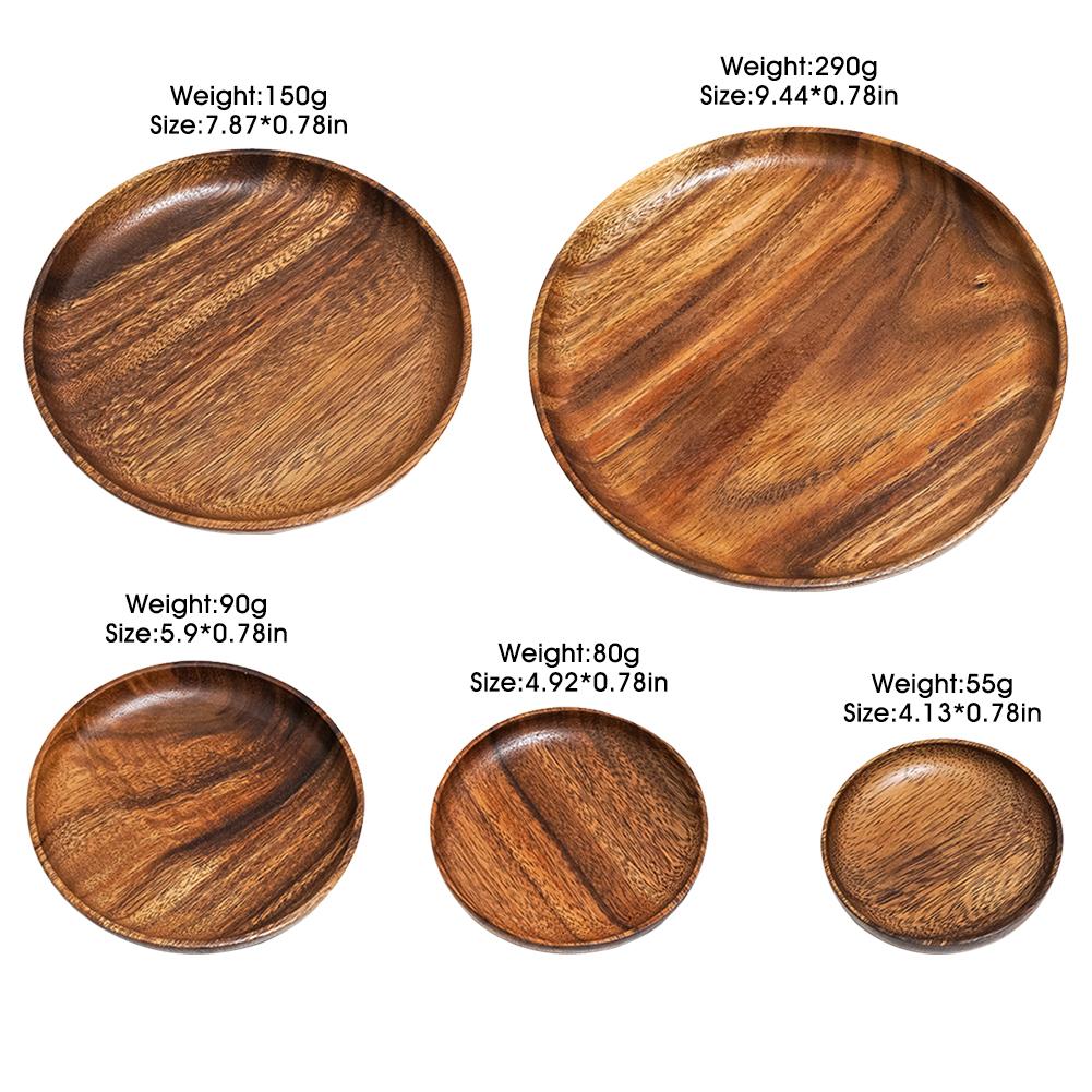 Whole Wood Lovesickness Wood Solid Wooden Pan Plate Fruit Dishes Saucer Tea Tray Dessert Dinner Plate Round Shape Tableware