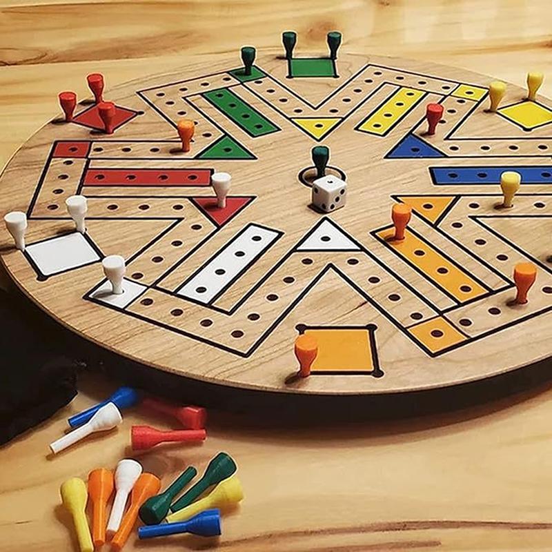Board Game Classic Wooden Fast Track Desktop Game Flying Chess Painted Educational Toy 4 And 6 Players Family Games