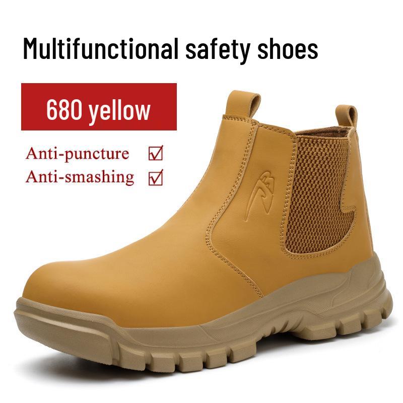 Steel Toe Winter Cotton Slip-On Work Shoes: Superfiber Leather, Anti-Smash, Anti-Puncture, High-Top Safety Footwear.
