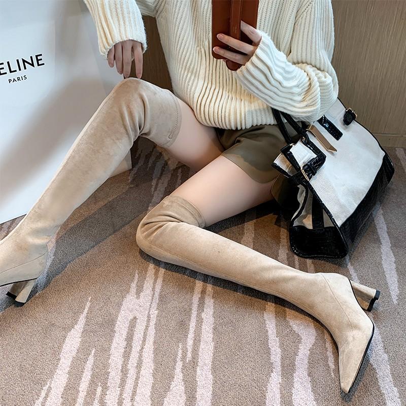 Women  Winter New Fashion Over The Knee Thigh High Boots Botas Mujer Suede Sock Shoes Stovepipe Stretch Sexy Long Boot 41 42