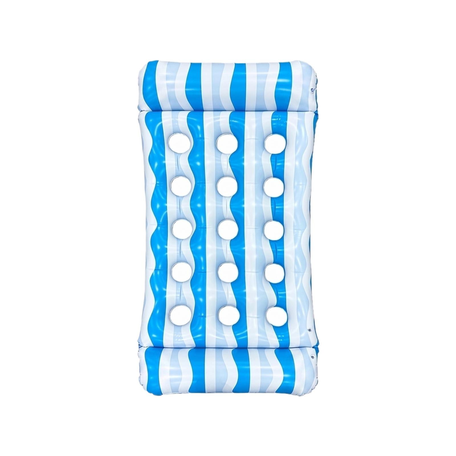 

Single Person Hole Inflatable Thickened Floating PVC Waves Stripe Floating Rafts One Size синий