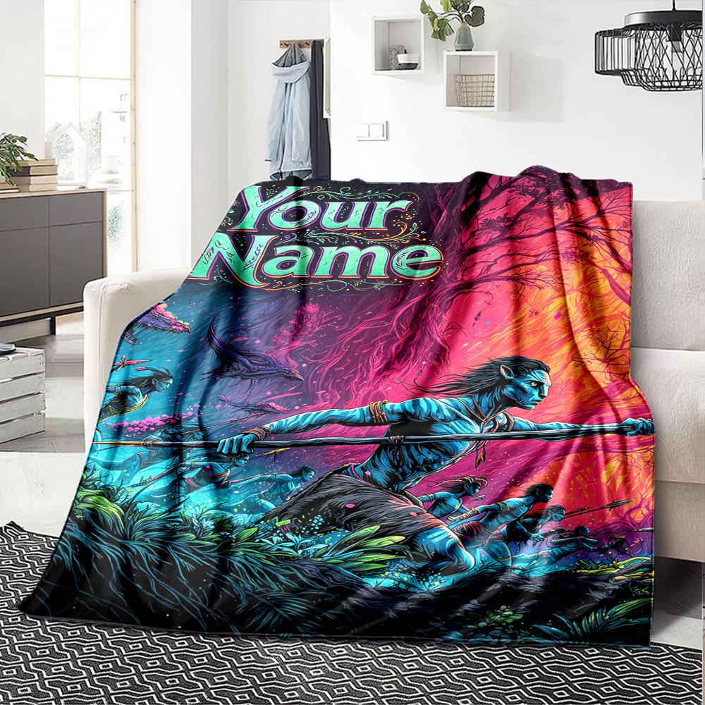 Name Custom Avatar Print Flannel Blanket High Quality Warm Comfortable Cover for All Seasons Perfect for Gifts Home Decor