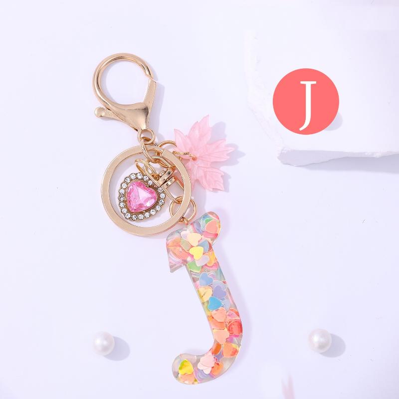 

Fashion Pink A To Z Letter Keychain 26 Initials Alphabet Heart Pendant Car Keyring Backpack Hanging Decoration Couple Gift J