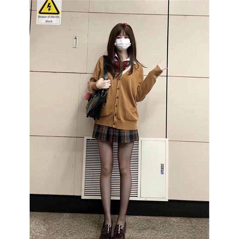 

Японский вязаный кардиган JK - однотонный свободный свитер свободного кроя в стиле кампуса на осень/зиму, униформа JK Small