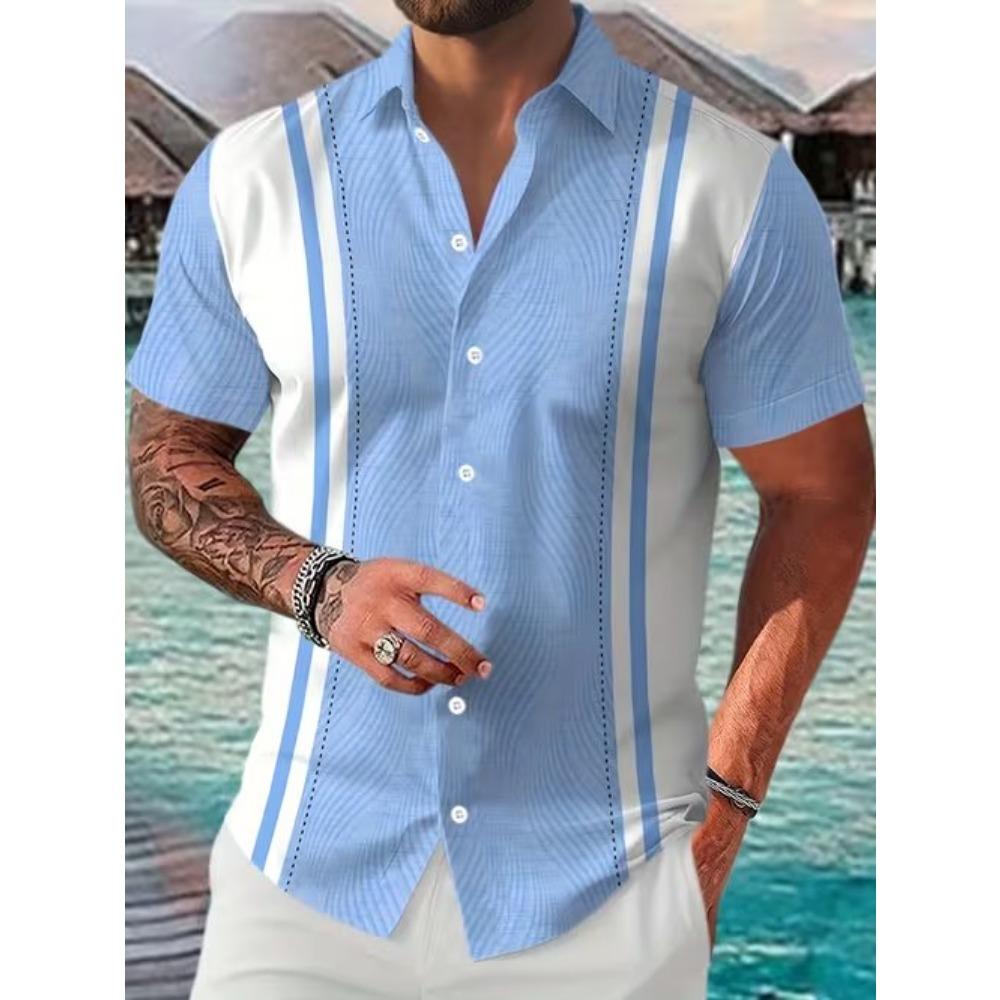 Men's Retro Fashion Pattern 3D Print Shirt Button Up Shirt Casual Shirt Summer Shirt Short Sleeve Daily Vacation Clothing