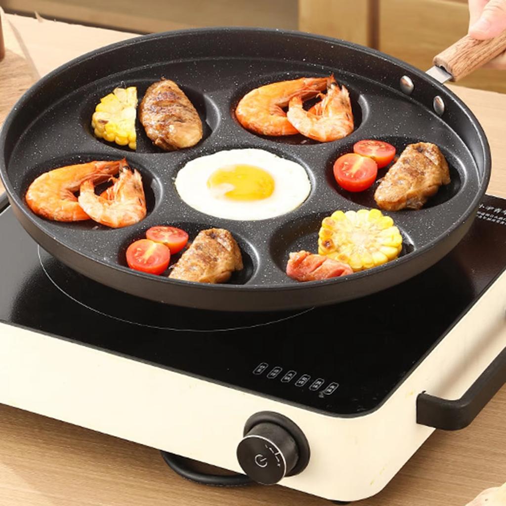 English: Non-Stick Egg Frying Pan Multi-Compartment Breakfast Grill Pan