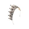 Zinc Zinc Alloy Hair Accessories Black Rhinestone Crown Baroque Crystal Tiara Women Hair Hoop Bridal Crowns