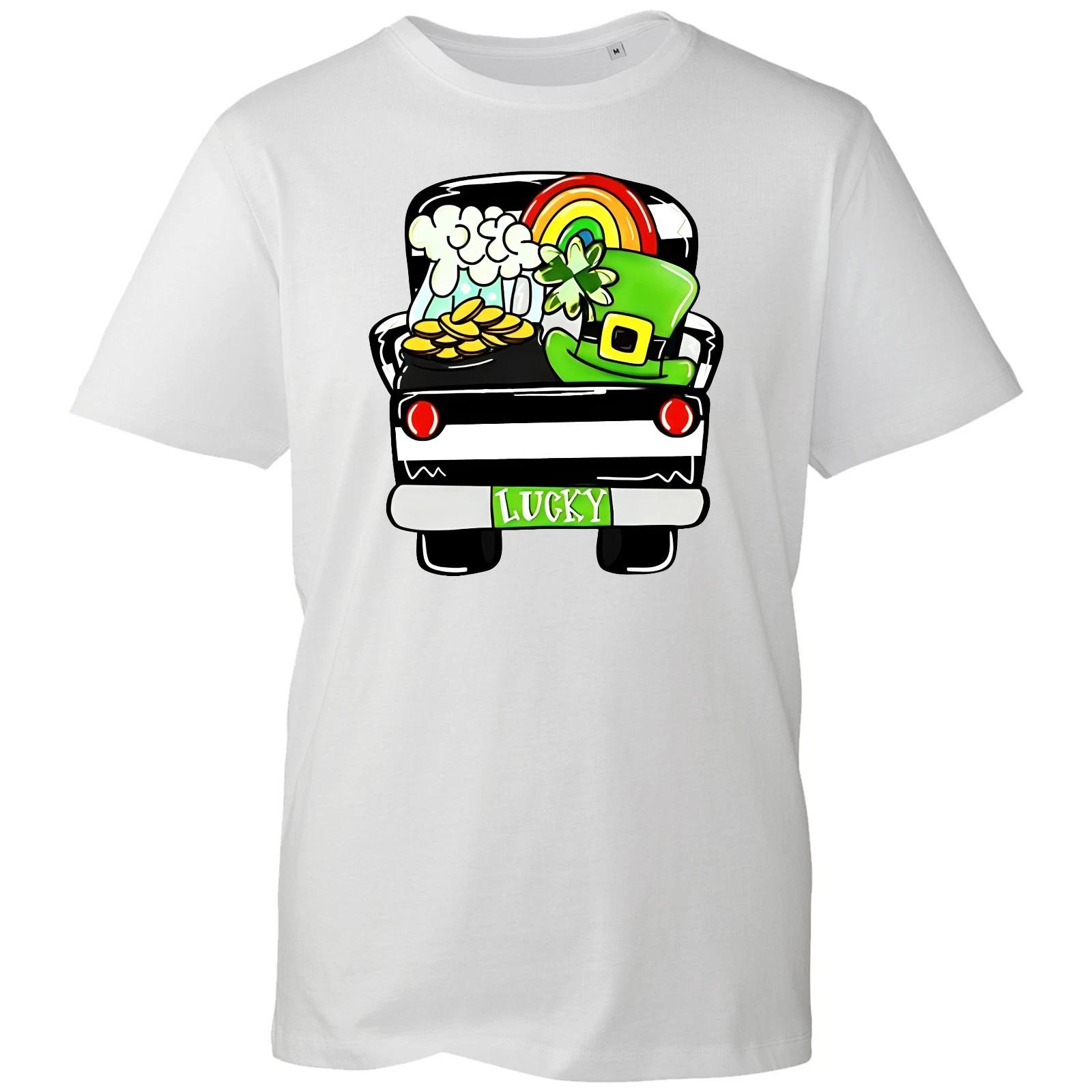 Lucky Van T-shirt St. Patricks Costume Shamrock Irish Top Mens Unisex Gift Tee M