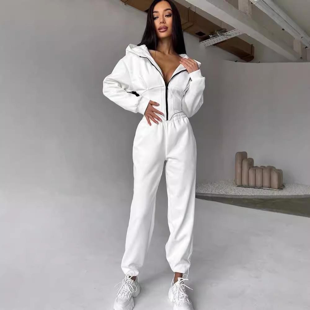 Olivgrüner Kapuzen-Reißverschluss-Romper-Jumpsuit