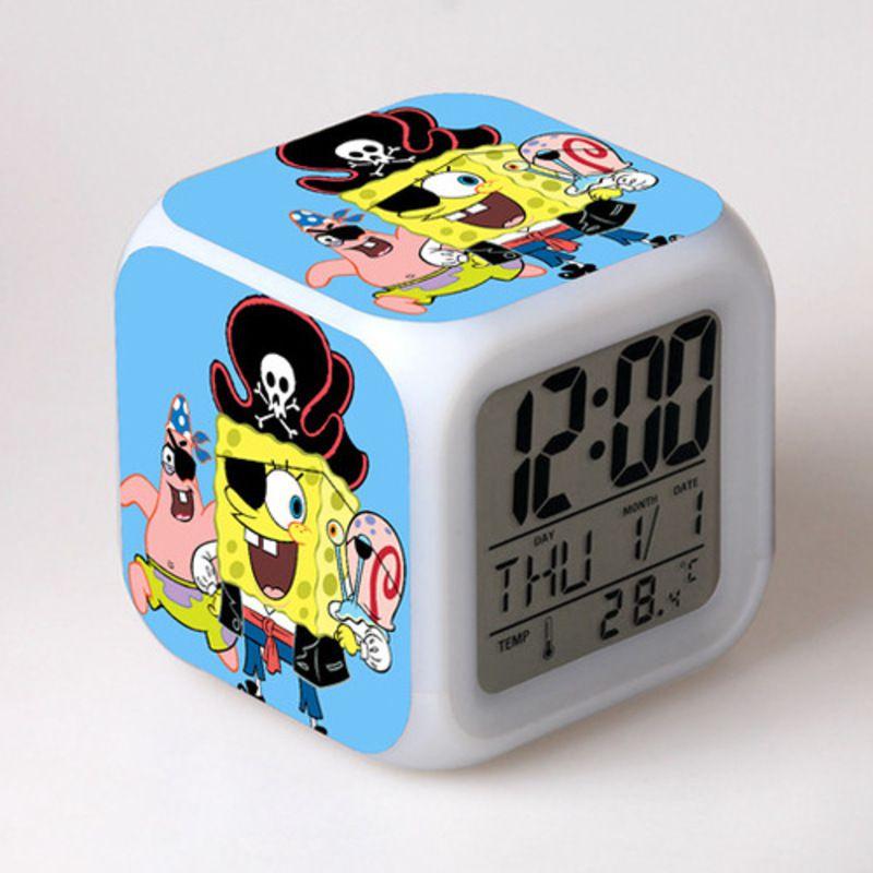 7 Color Glowing Digital Alarm Clock With Date Week Temperature And Snooze Functions