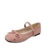 Soft-soled bow French small square head light mouth single shoes women's 2025 spring new one-word belt four-season commuting flats