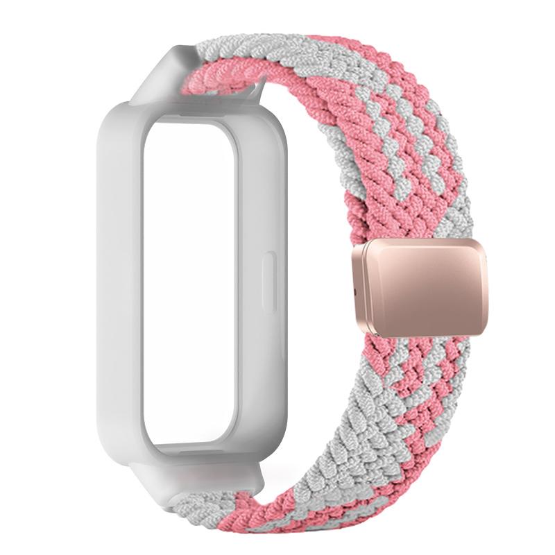 Pulseira Trançada+Capa de PC para Xiaomi mi band 9 8 active acessórios esportes magnético Pulseira de Nylon correa+Capa para Redmi band 3 2