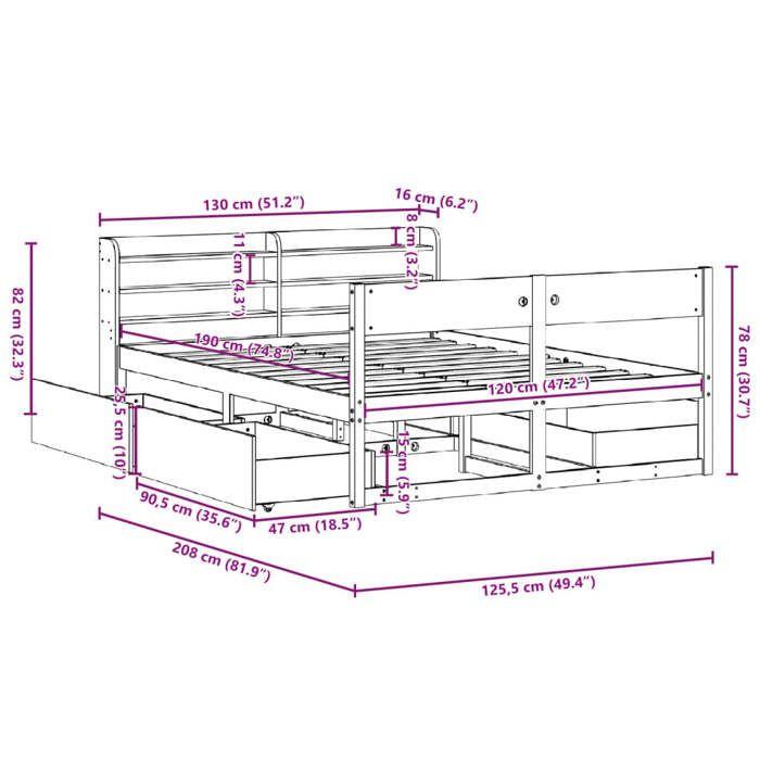 VidaXL Bed Frames Without Mattress 120x190 Cm Solid Pine Wood 3307140