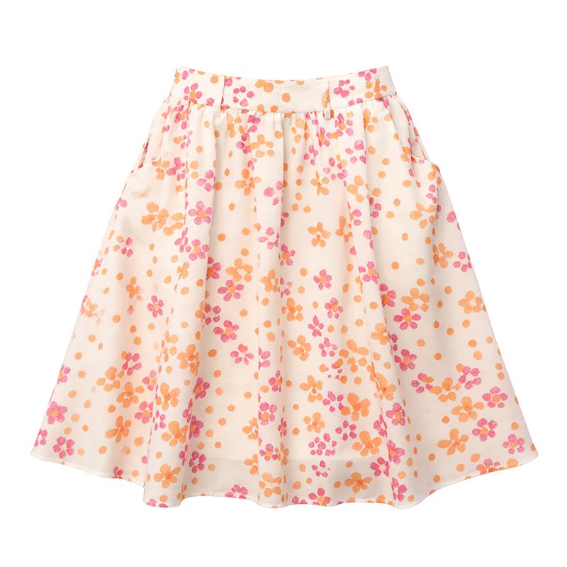 

GREEN BELT Women s High-Waist Floral A-line Midi Skirt L