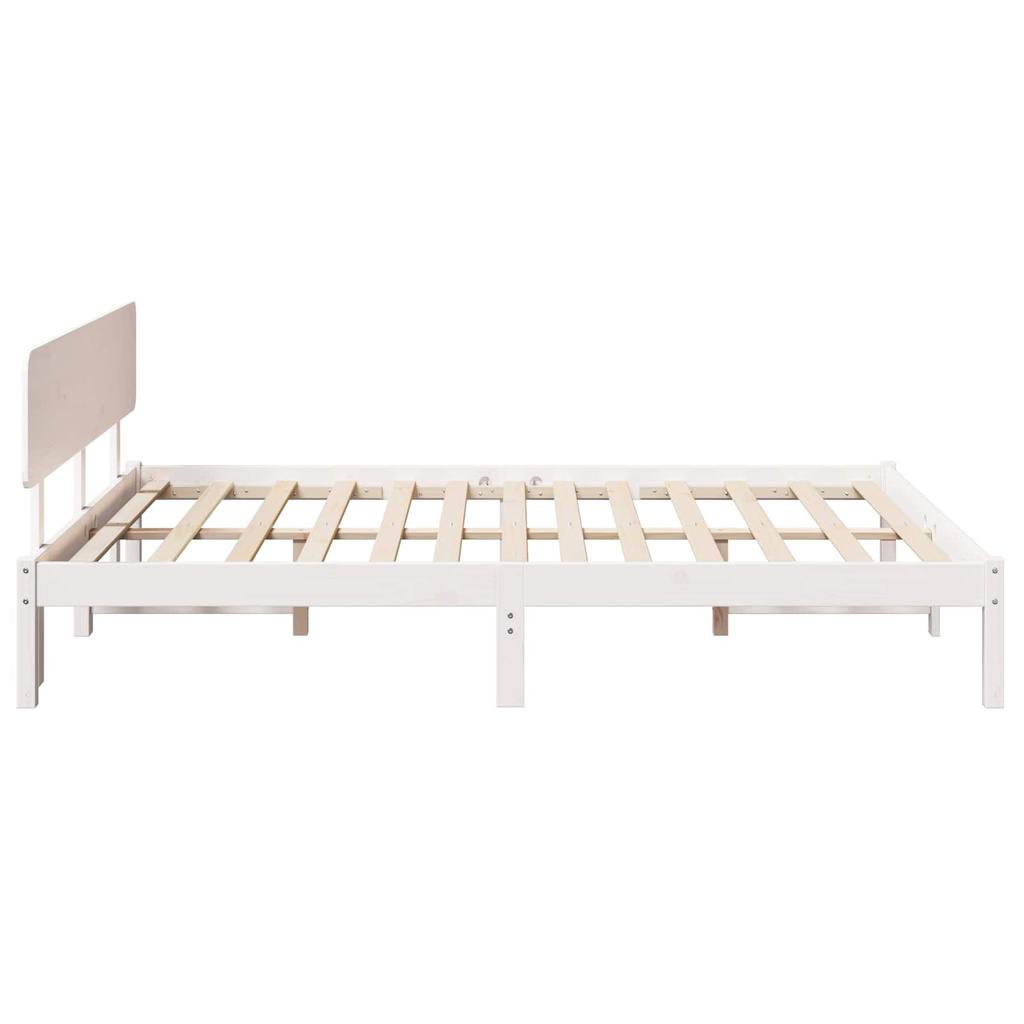 Bed Frame with Headboard White 140 x 200 cm Solid Pine Wood