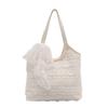 Silk scarf versatile temperament fashion tote bag women's lace summer foreign style commuting new solid color simple shoulder bag