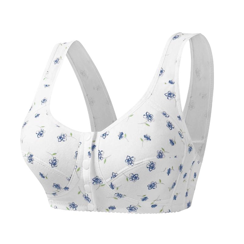 Middle Aged Elderly Mothers' Plus Size Underwear Thin Design Front Opening Gathering of Accessory Breasts No Steel Ring Vest Style Sleep Bra