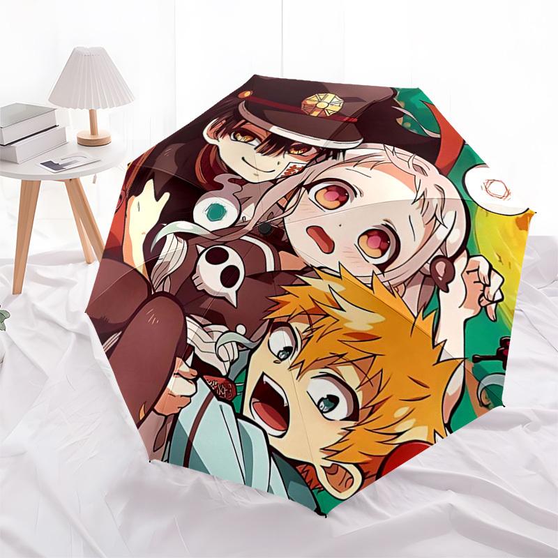 

1pc Haikyuu!! Anime Characters Umbrella, Automatic Opening & Closing, Portable 3-Fold Design with Iron Frame, Outdoor for Fans, Travelers, Daily Use