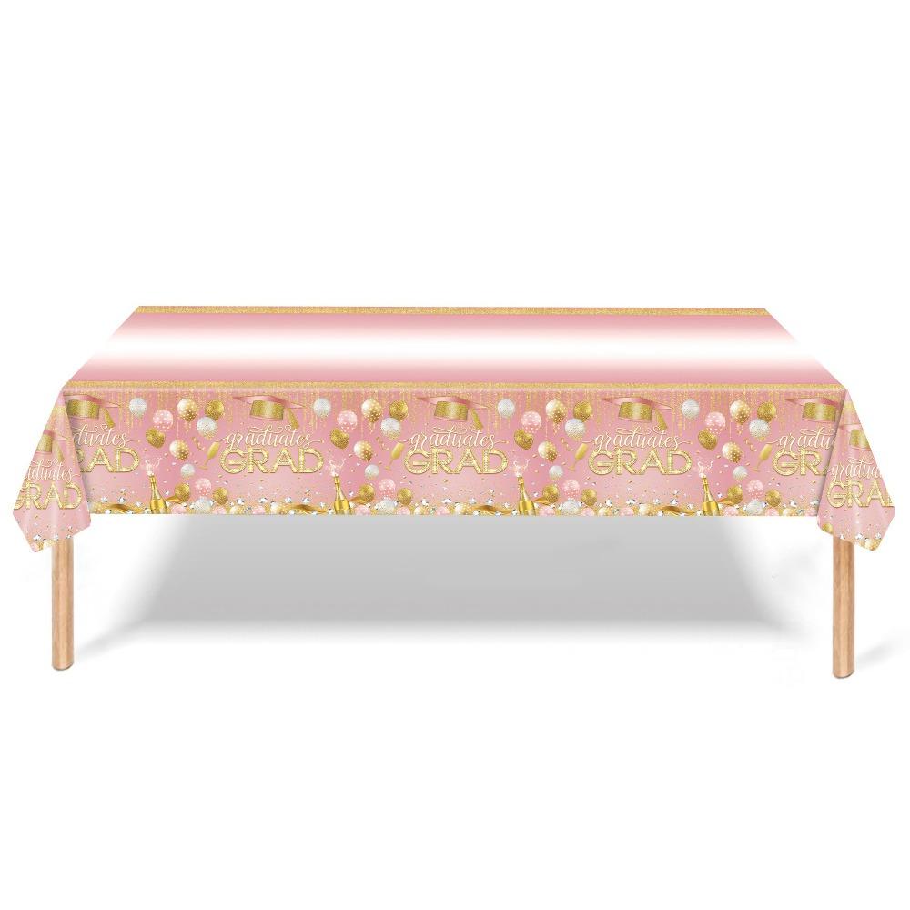 

Waterproof Plastic Graduation Tablecloth Graduation Cap Stars Design Disposable Table Cover Diploma Pattern Party Decorations