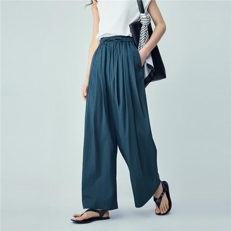 Giordano Women's Pleated Drawstring Wide-Leg Casual Pants