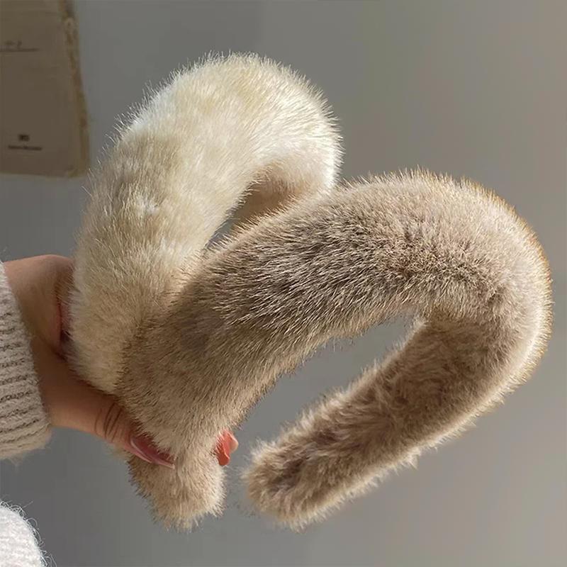 1PC Plush Material Minimalist Style Faux Mink Soft Face Washing Headbands Elegant Headband Versatile Multi-Color