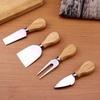 4pcs/set Wood Handle Sets  Bard Set Oak Bamboo Cheese Cutter Knife Slicer Kit Kitchen Cheedse Cutter Useful Cooking Tools