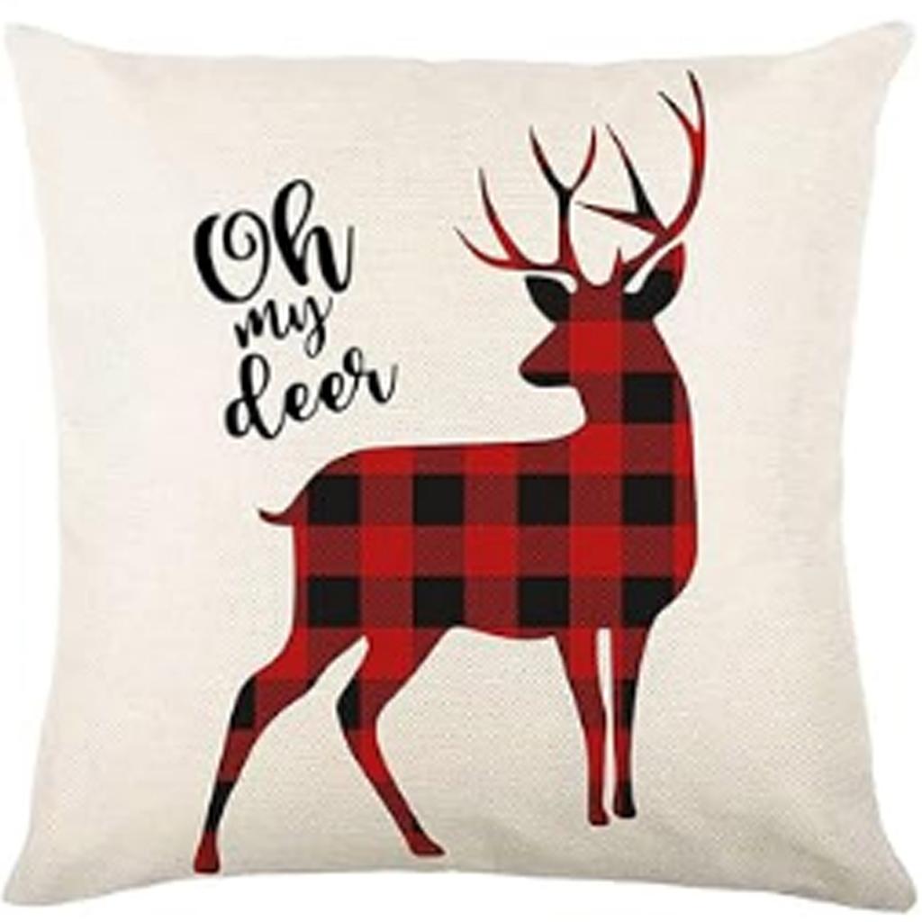 Neuer Weihnachts-Kissenbezug Elch Schneeflocken Festliche Dekoration Zuhause Sofa Wohnzimmer Kissen Kissen