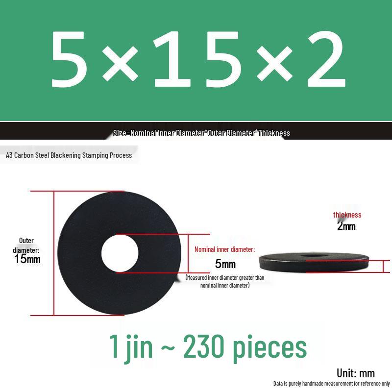 Blackened Thickened Metal Flat Washer Spacer, Round, M3-M42
