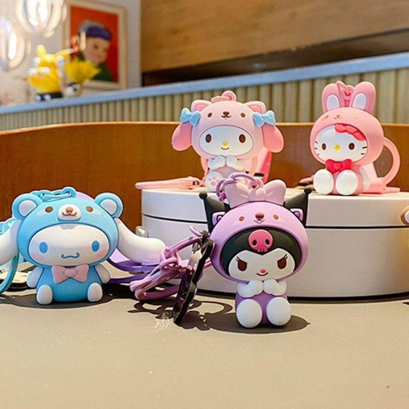 Sanrio Hello Kitty Figures Keychain Kawaii Melody Kuromi Doll Pendant Decoration Keyring Jewelry Girl&Kid Gifts Toys