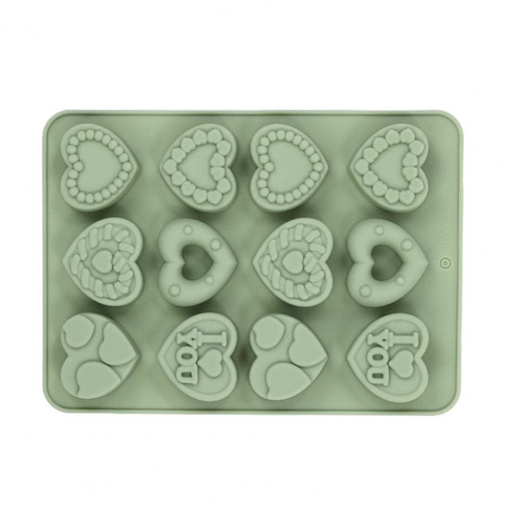 Food Grade Silicone Mold Silicone Ice Mold 9 Grids Heart Pattern Flexible Food Grade Candy Chocolate Baking Cookie Mold зелёный
