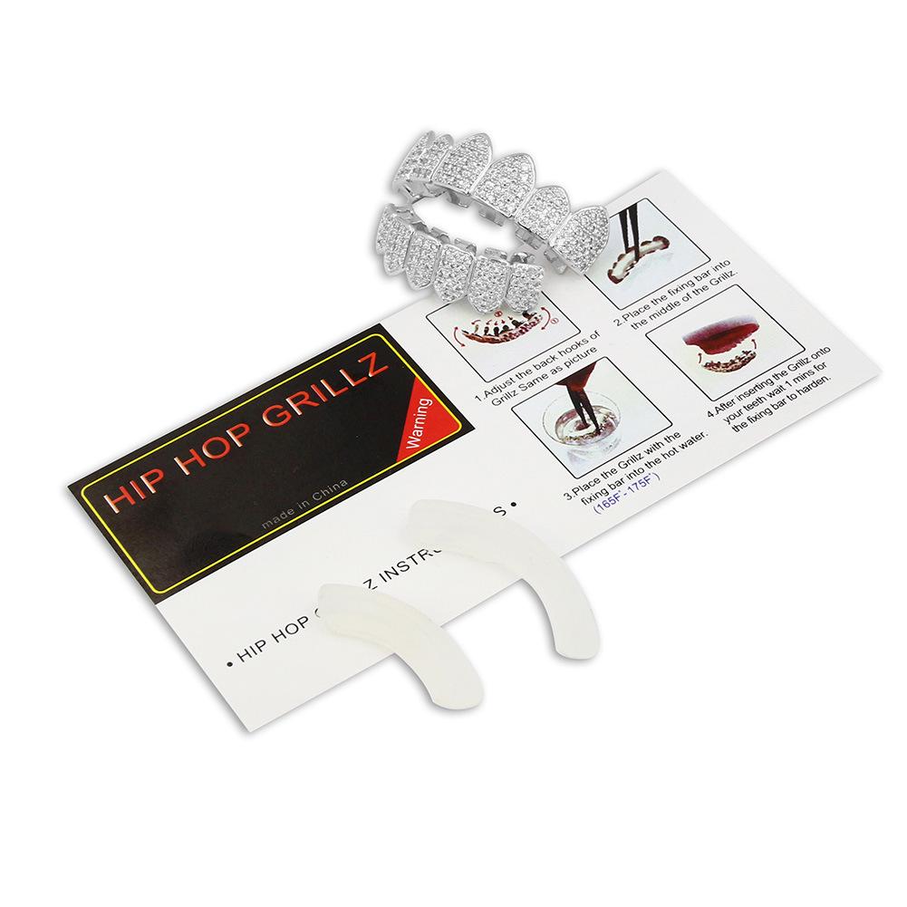 European & American Hip-Hop Gold Grillz: Micro-Inlaid Fangs Jewelry