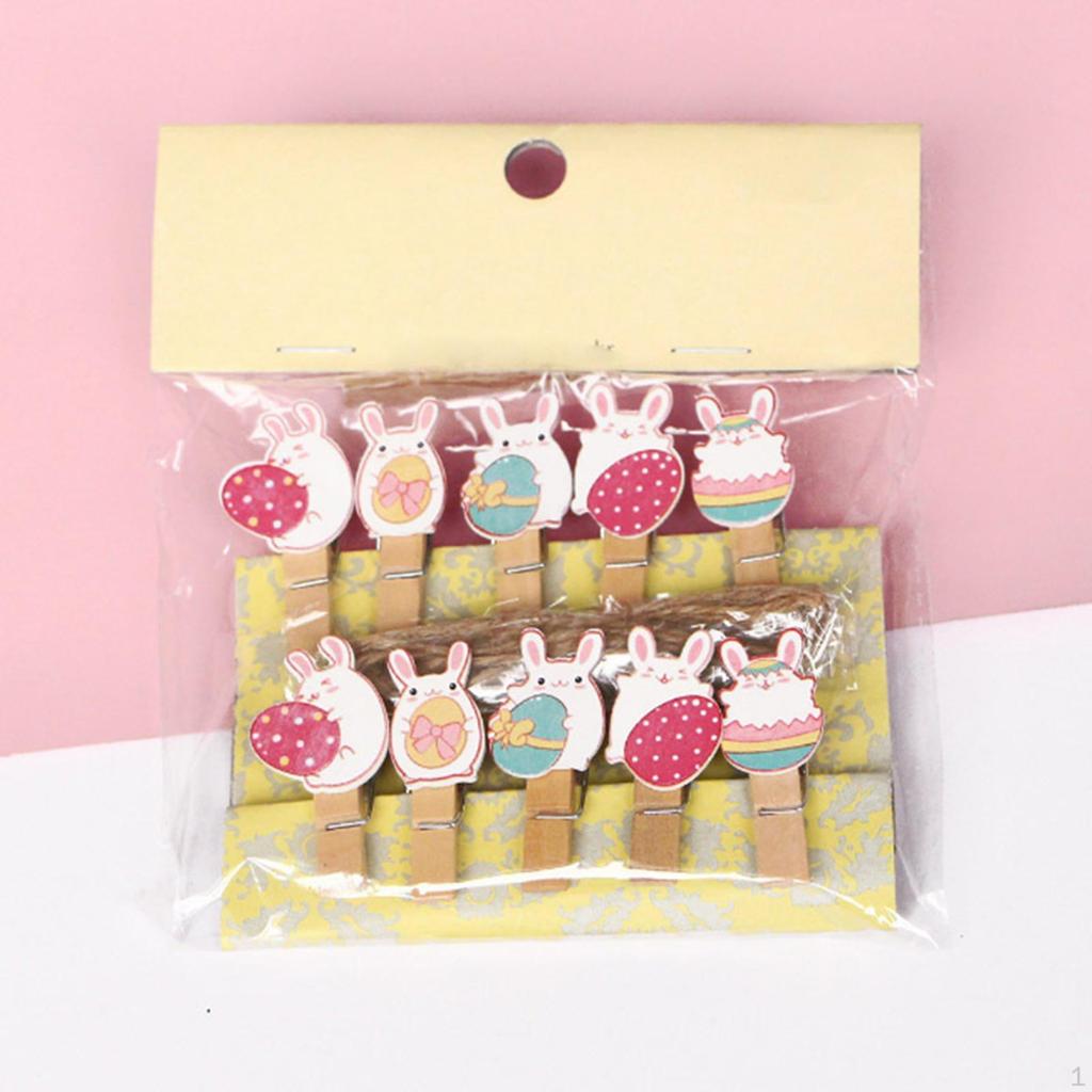10 Pcs Easter Bunny Photo Clips Ornaments Craft Holders for DIY Notes