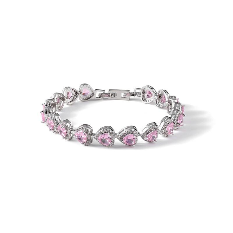 Heart Shape Zircon Crystal Micro Pave Bracelet Women Trendy Fashion Statement Jewelry